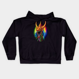 Dragon Head Roaring Through Prismatic Portal Kids Hoodie